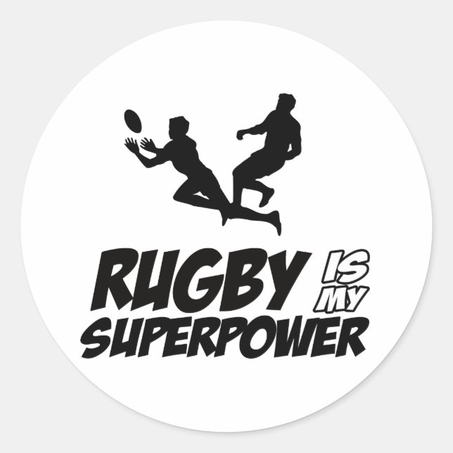 Adesivo Redondo Rugby meu super poder (Frente)
