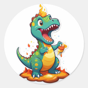 Adesivo Redondo Rugindo em Um – Explosão de Aniversário dos Dinoss