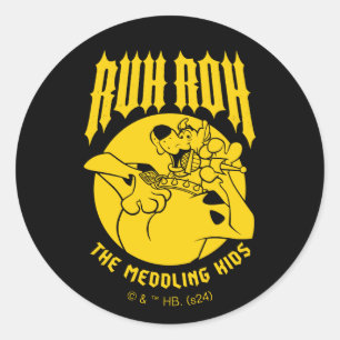 Adesivo Redondo Ruh Roh Scooby-Doo Ícone De Crianças Meditantes