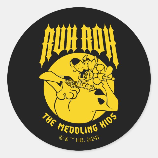 Adesivo Redondo Ruh Roh Scooby-Doo Ícone De Crianças Meditantes (Frente)