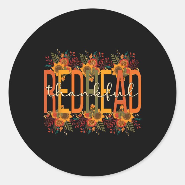 Adesivo Redondo Ruiva, graças à Mulher de Cabelo Vermelho (Frente)