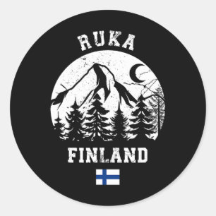 Adesivo Redondo Ruka Kuusamo Finlândia Estação de Esqui Rukatuntur