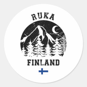 Adesivo Redondo Ruka Kuusamo Finlândia Ski Resort Rukatunturi Alpi