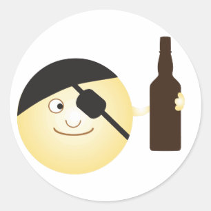 Adesivo Redondo Rum Loving Pirate Emoji Stickers