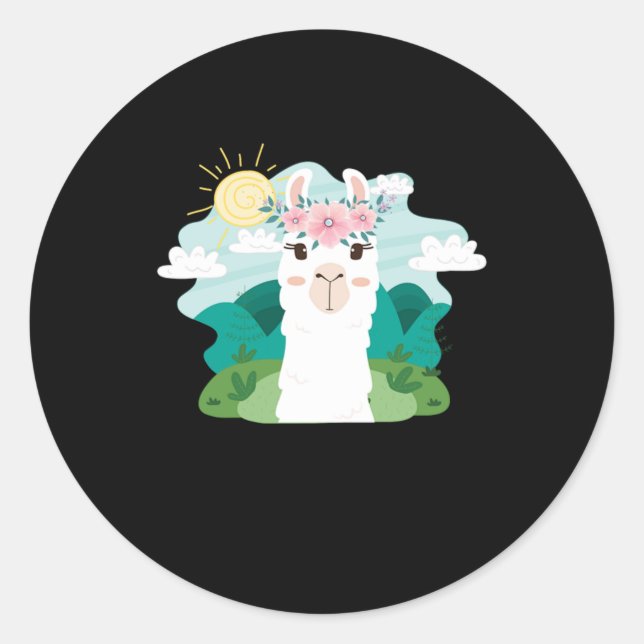 Adesivo Redondo Ruminante Mamífero Alpaca Guanaco Camel Como Anima (Frente)