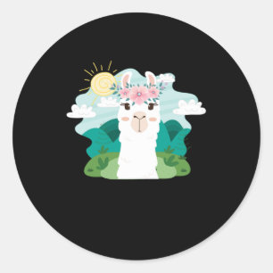 Adesivo Redondo Ruminante Mamífero Alpaca Guanaco Camel Como Anima