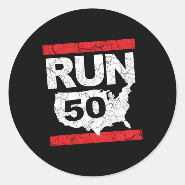 Adesivo Redondo Run 262 50 States Marathon Run Runner Inspirado (Frente)