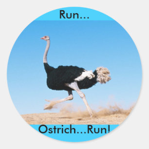 Adesivo Redondo Run Ostrich Run Sticker