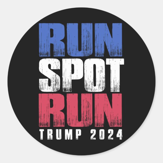 Adesivo Redondo Run Spot Run Run Debyte Quote Funny Political  (Frente)
