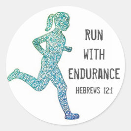 Adesivo Redondo "Run With Endurance" Garota Runner Stickers