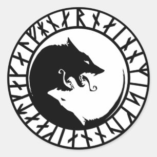Adesivo Redondo Runic Dire Wolf viking nórdicas nórdicas