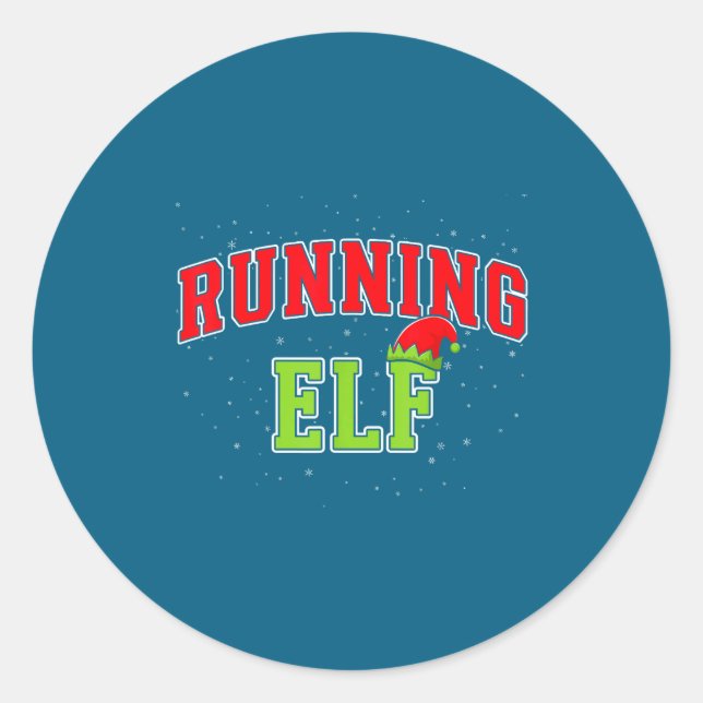 Adesivo Redondo Running Elf Christmas Family Matching Group Xmas R (Frente)