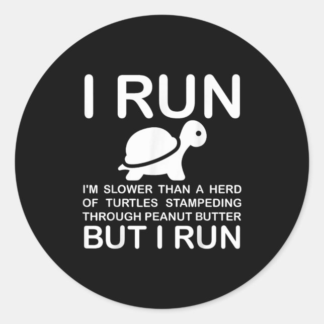 Adesivo Redondo Running Motivation Turtle  (Frente)