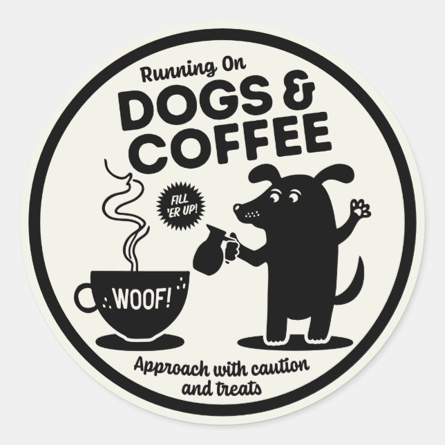 Adesivo Redondo Running on Dogs and Coffee  (Frente)