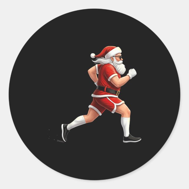 Adesivo Redondo Running Santa Christmas Graphic Runner Run Maratho (Frente)