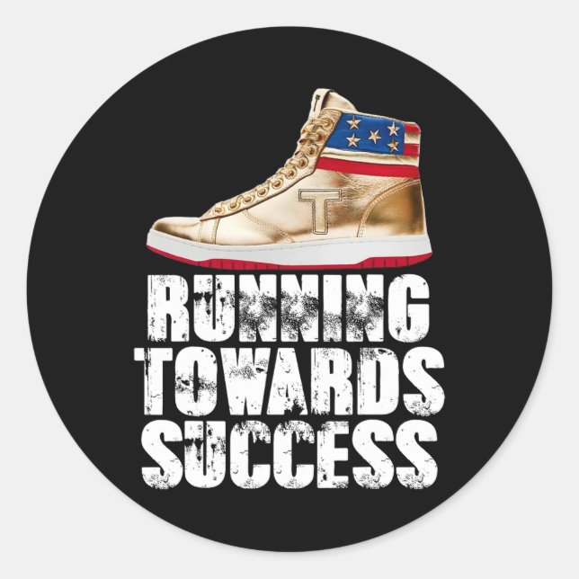 Adesivo Redondo Running Towards Success Trump Sneakers Republican  (Frente)