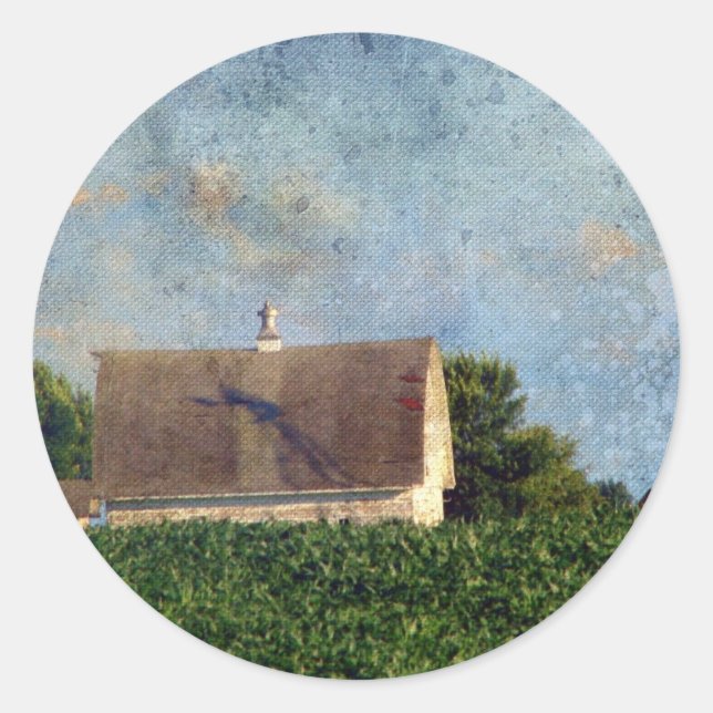 Adesivo Redondo Rural Iowa Barn 4 (Frente)