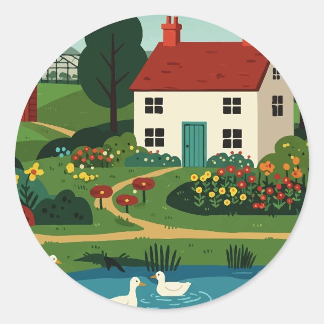 Adesivo Redondo Rural town (Frente)