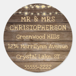 Adesivo Redondo Rush Country Wood & String Lights Endereço de reto