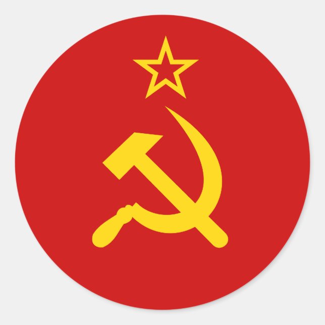 Adesivo Redondo Rússia Comunista Bandeira URSS (Frente)