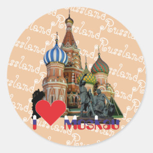 Adesivo Redondo Rússia - Russia Moscovo autocolante