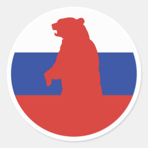 Adesivo Redondo Rússia Ursa Bandeira Nacional Russa