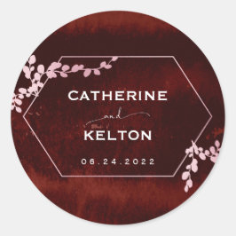 Adesivo Redondo Russo Borgonha Rosa Geométrico Floral