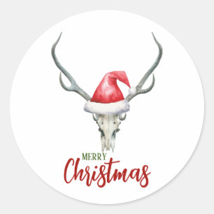 Adesivo Redondo Russo Country Reindeer Skull & Papais noeis Ha Nat