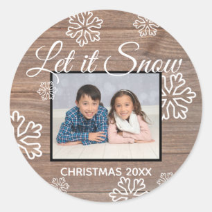 Adesivo Redondo Russo Deixe-o nevar - Vinheta Círculo