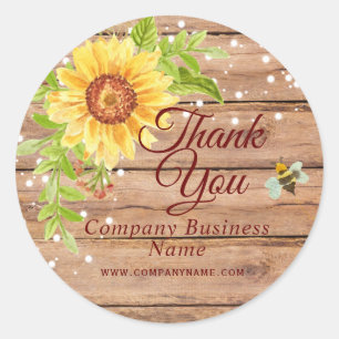 Adesivo Redondo Russo Girassol Amarelo Obrigado
