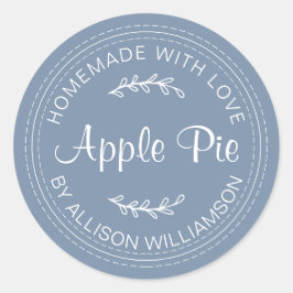 Adesivo Redondo Russo Homemade Bag Apple Pie Denim Blue