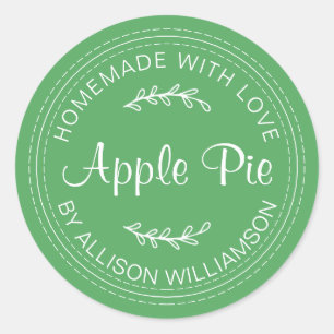 Adesivo Redondo Russo Homemade Bag Apple Pie Green