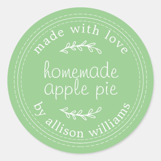 Adesivo Redondo Russo Homemade Bag Apple Pie Green (Frente)