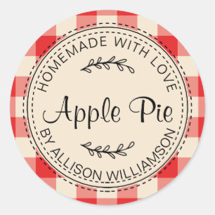 Adesivo Redondo Russo Homemade Bag Pie Vermelho da Apple