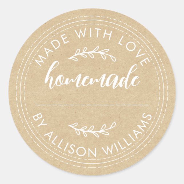 Adesivo Redondo Russo Homemade Bake Jam Can Kraft (Frente)