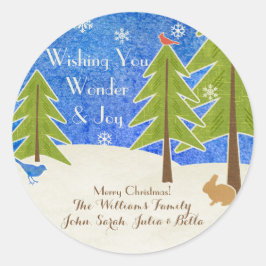 Adesivo Redondo Russo Winter Wonderland e Joy Felry Natal