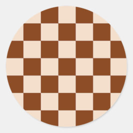 Adesivo Redondo Rust brown and beige checkerboard pattern