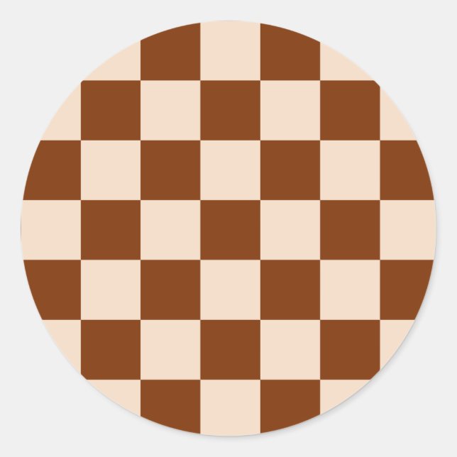 Adesivo Redondo Rust brown and beige checkerboard pattern (Frente)