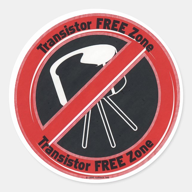 Adesivo Redondo Rustech Tube Amplificação "Zona Livre de Transisto (Frente)