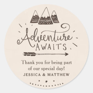 Adesivo Redondo Rustic Adventure Themed Chá de fraldas Stickers