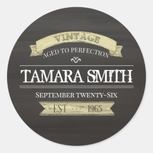 Adesivo Redondo Rustic Antiquated Vintage Birthday