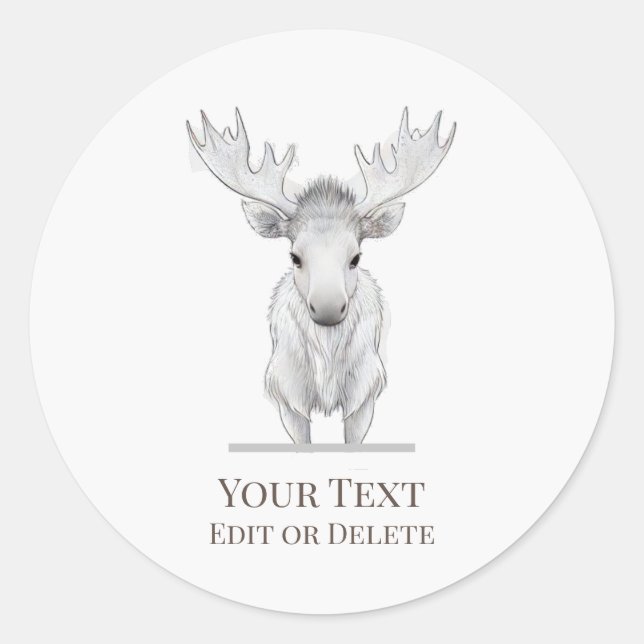 Adesivo Redondo *~* Rustic AP49 Cute Cartoon Baby Moose Sticker (Frente)