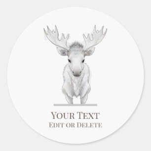 Adesivo Redondo *~* Rustic AP49 Cute Cartoon Baby Moose Sticker