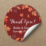 Adesivo Redondo Rustic Autumn Deixa Casamento outono Burgundy Favo<br><div class="desc">Rustic Autumn Deixa Casamento outono Burgundy Favor Stickers.</div>