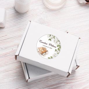 Adesivo Redondo Rustic Baby está criando Chá de fraldas de café