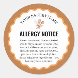 Adesivo Redondo Rustic Baking Utensils Allergy Notice Label