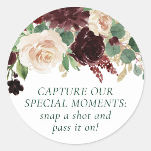 Adesivo Redondo Rustic Blooms   Terracotta e Marsala Red Camera