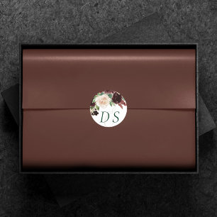 Adesivo Redondo Rustic Blooms Terracotta Marsala Salvar a Data