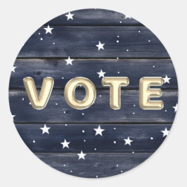 Adesivo Redondo Rustic Blue Wood Stars  Vote