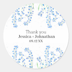 Adesivo Redondo Rustic Bluebells Obrigado A Favor Sticker